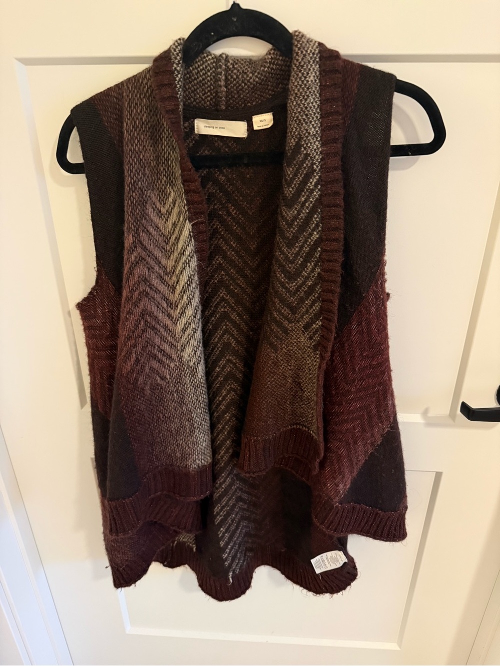 Sleeping on Snow Anthropologie Knit Sweater Vest XS/S Brown Patchwork Boho